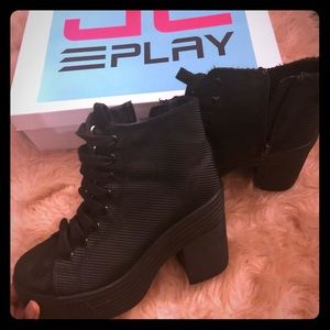 Cute zip up lace up block heels